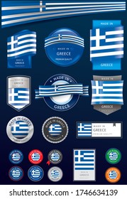 Made in GREECE Seal and Icon Collection,GREEK National Flag (Vector Art)
