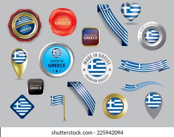 Made in Greece Seals, Greek Flag, Location, Pin Point (vector Art)