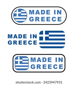 Made in Greece stamp set, isolated on white background, vector illustration.