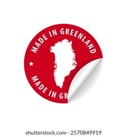 Made in Greenland - Country Map Sticker. Best Quality. Original Product. Vector illustration.