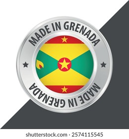 Made in Grenada badge logo flag sticker 3d vector illustration isolated on white