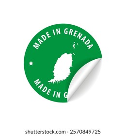 Made in Grenada - Country Map Sticker. Best Quality. Original Product. Vector illustration.