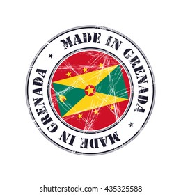 Made in Grenada grunge rubber stamp with flag
