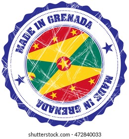 Made in Grenada grunge rubber stamp with flag