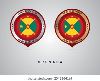 Made in Grenada. labels, stickers, pointer, badge and symbol of Grenada flag icon. Collection vector illustration