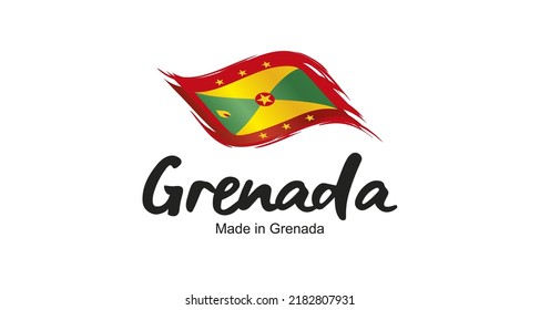 Made in Grenada new handwritten flag ribbon typography lettering logo label banner