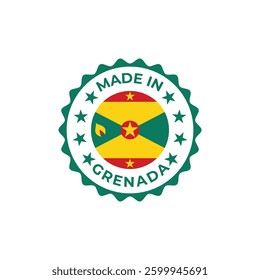 made in grenada vector seal design illustration with national flag colors and stars