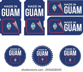 Made in Guam, vector logos with Guam flag painted circles and stripe