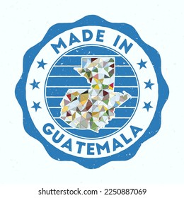 Made In Guatemala. Country round stamp. Seal of Guatemala with border shape. Vintage badge with circular text and stars. Vector illustration.