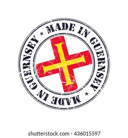 Made in Guernsey grunge rubber stamp with flag