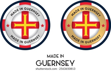 Made in Guernsey. Premium labels, stickers, pointer, badge and symbol of Guernsey flag icon. Collection vector illustration