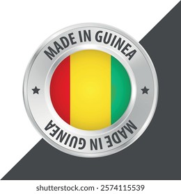 Made in Guinea badge logo flag sticker 3d vector illustration isolated on white