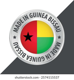 Made in Guinea Bissau badge logo flag sticker 3d vector illustration isolated on white