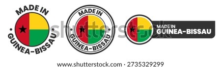 Made in guinea bissau labels, stamps, badges with guinea bissau flag template icon set