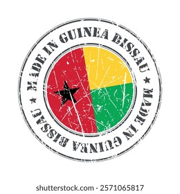 Made in Guinea Bissau stamp scratched flag badge logo vector illustration