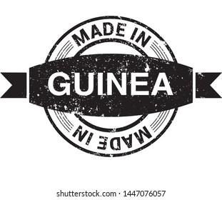 Made in Guinea collection of ribbon, label, stickers, badge, icon and page curl with Guinea flag symbol. Vector illustration isolated on white background.  Stamp with Made in Guinea text.