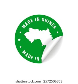 Made in Guinea - Country Map Sticker. Best Quality. Original Product. Vector illustration.