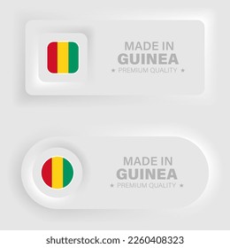 Made in Guinea neumorphic graphic and label. Element of impact for the use you want to make of it.