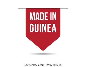 Dibujo de pancartas con vector rojo hecho en Guinea aislado en fondo blanco