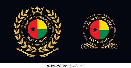 fabricado en el sello vectorial de Guinea-Bissau. insignia con bandera de Guinea-Bissau