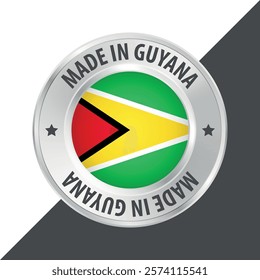 Made in Guyana badge logo flag sticker 3d vector illustration isolated on white