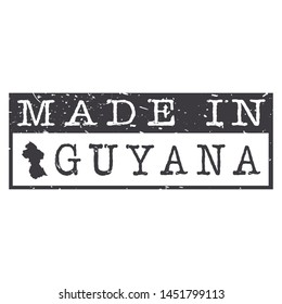 Made In Guyana. Stamp Rectagle Map. Logo Icon Symbol. Design Certificated.
