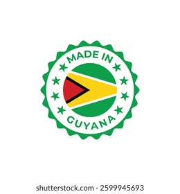 made in guyana vector seal design illustration with national flag colors and stars