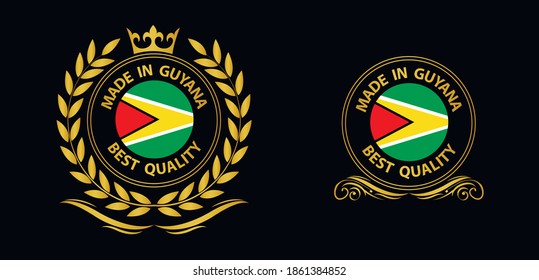 made in Guyana  vector stamp. badge with Guyana  flag