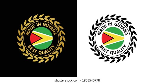 made in Guyana  vector stamp. badge with Guyana  flag