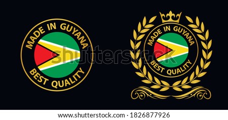 made in Guyana  vector stamp. badge with Guyana  flag