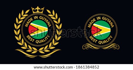 made in Guyana  vector stamp. badge with Guyana  flag