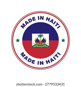Made in Haiti Circle Stamp with Flag Template EPS 10