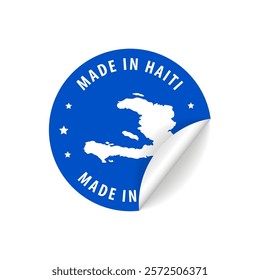 Made in Haiti - Country Map Sticker. Best Quality. Original Product. Vector illustration.