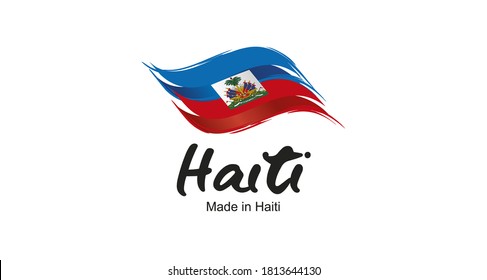 Made in Haiti handwritten flag ribbon typography lettering logo label banner