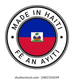 Made In Haiti round stamp sticker with Haitian Flag vector illustration