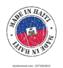 Made in Haiti stamp scratched flag badge logo vector illustration