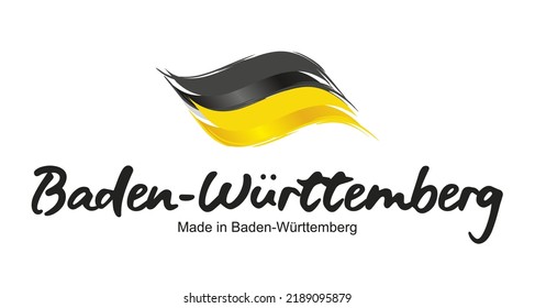 Made in Baden-Württemberg handwritten flag ribbon typography lettering logo label banner