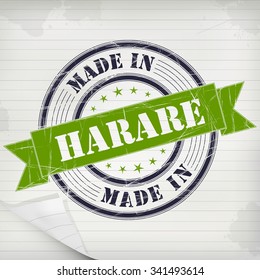 Made in Harare vector rubber stamp on grunge paper
