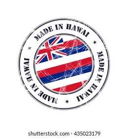 Made in Hawai grunge rubber stamp with flag