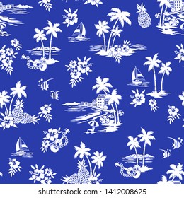 Vector Seamless Pattern Hawaiian Aloha Shirt Stock Vector (Royalty Free)  501588511