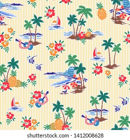 I Made Hawaiian Shore Scenery A Seamless Pattern,