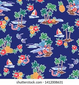 I made Hawaiian shore scenery a seamless pattern,