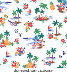 I made Hawaiian shore scenery a seamless pattern,