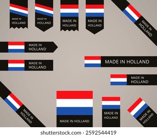 Made in Holland - black edge labels with Dutch flag