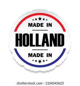 Made in Holland flag button label  banner icon Sticker Thai design, on white background.vector