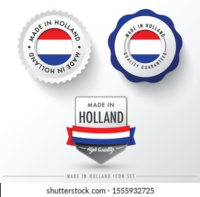 Made in Holland icon set isolated on white background ,for infographics and banner templates : Vector Illustration