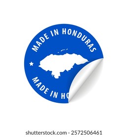 Made in Honduras - Country Map Sticker. Best Quality. Original Product. Vector illustration.