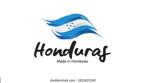 Made in Honduras handwritten flag ribbon typography lettering logo label banner