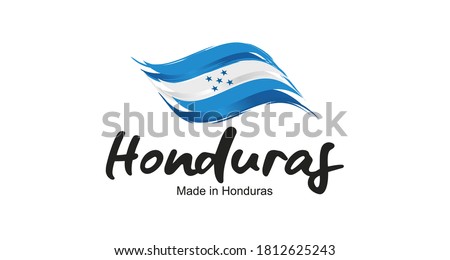 Made in Honduras handwritten flag ribbon typography lettering logo label banner