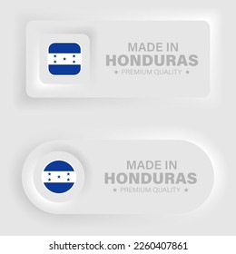 Made in Honduras neumorphic graphic and label. Element of impact for the use you want to make of it.